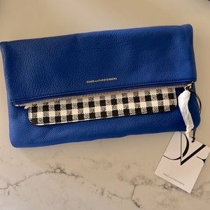 Diane von Furstenberg blue leather clutch